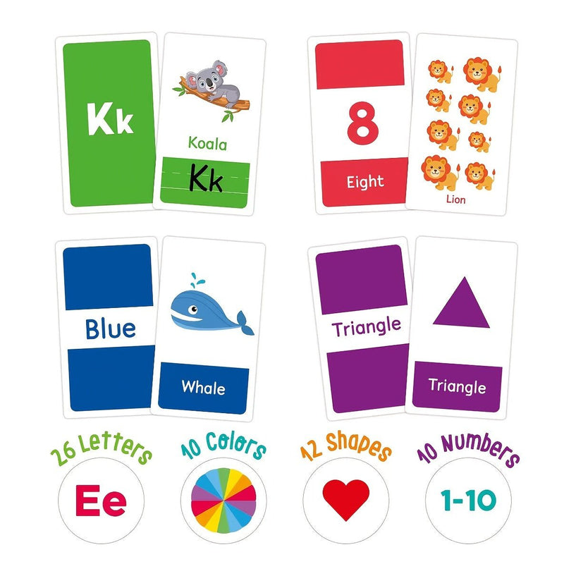 Tarjetas Educativas Preescolares - ABC, Números, Animales y Conceptos, 3-6 Años, Kit Interactivo de Aprendizaje de 58 piezas - SACASUSA