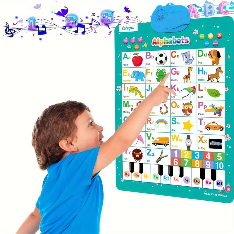Cartel Educativo de Aprendizaje Auditivo para Preescolar: ABC, Números, Música – Póster Interactivo Seguro, Regalo Perfecto - SACASUSA