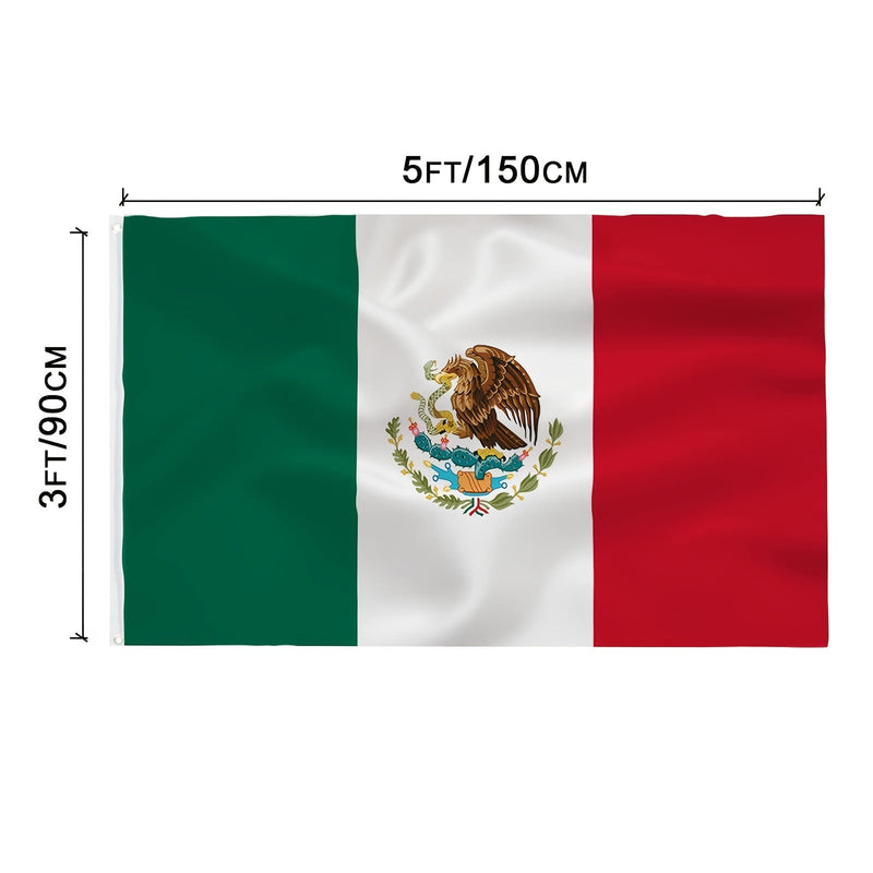 1 bandera mexicana de 3 x 5 pies, bandera de poliéster. - SACASUSA