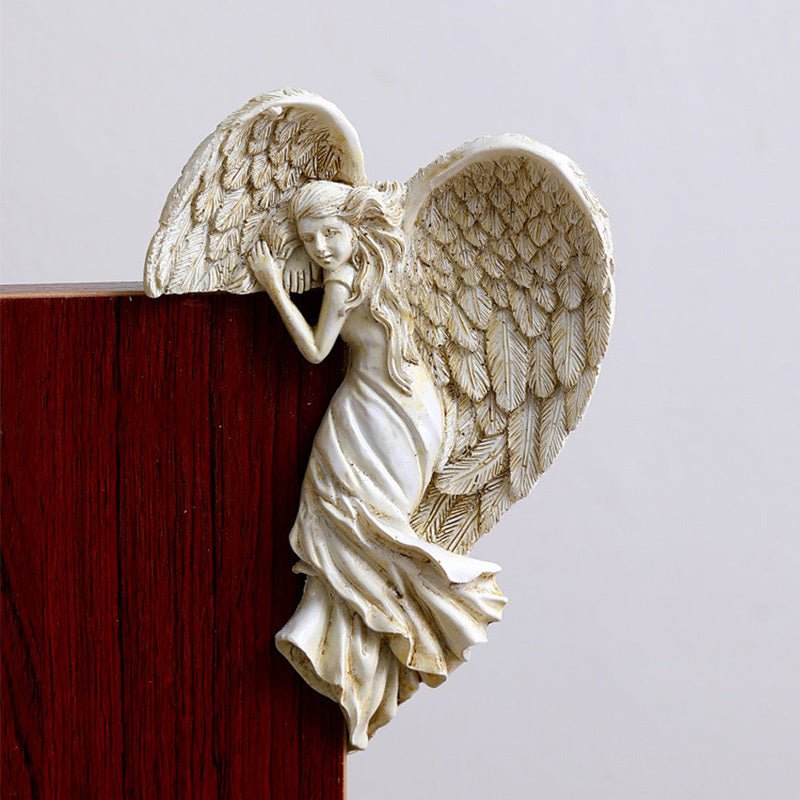 1 pieza de ángel de la redención, decoración de marco de puerta de resina, adorno de alas de ángel despertado - SACASUSA