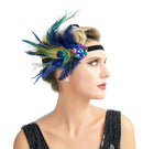 1920s Azul marino pluma de pavo real Vintage inspirado El gran Gatsby Rhinestone cristales diadema 1920 tocado Flapper tocado nupcial Art Déco - SACASUSA