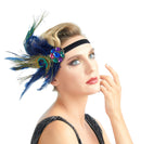 1920s Azul marino pluma de pavo real Vintage inspirado El gran Gatsby Rhinestone cristales diadema 1920 tocado Flapper tocado nupcial Art Déco - SACASUSA