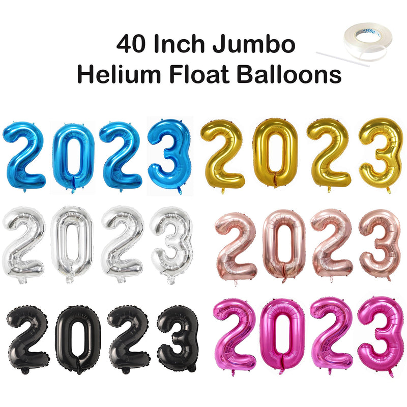 40 pulgadas Jumbo 2023 Fiesta de graduación Globos de graduación Decoraciones de Nochevieja Oro rosa Plata Negro Rosa fuerte Globo azul Banner Flotador de helio - SACASUSA