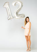 40 pulgadas personalizado brillante plata número de letra grande globo de helio Banner Mylar carta cumpleaños Banner personalización Baby Shower novia - SACASUSA