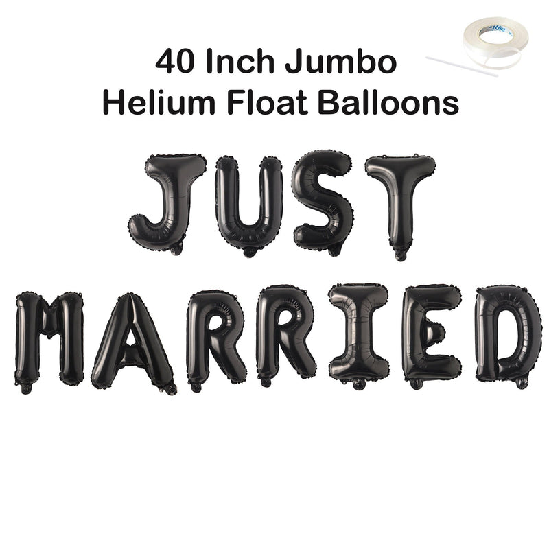 40 "RECIá‰N CASADOS Carta Jumbo Globos DIY Boda Decoraciones para fiestas nupciales Oro rosa, Rosa, Plata, Oro, Globos negros Decoración Flotador de helio - SACASUSA