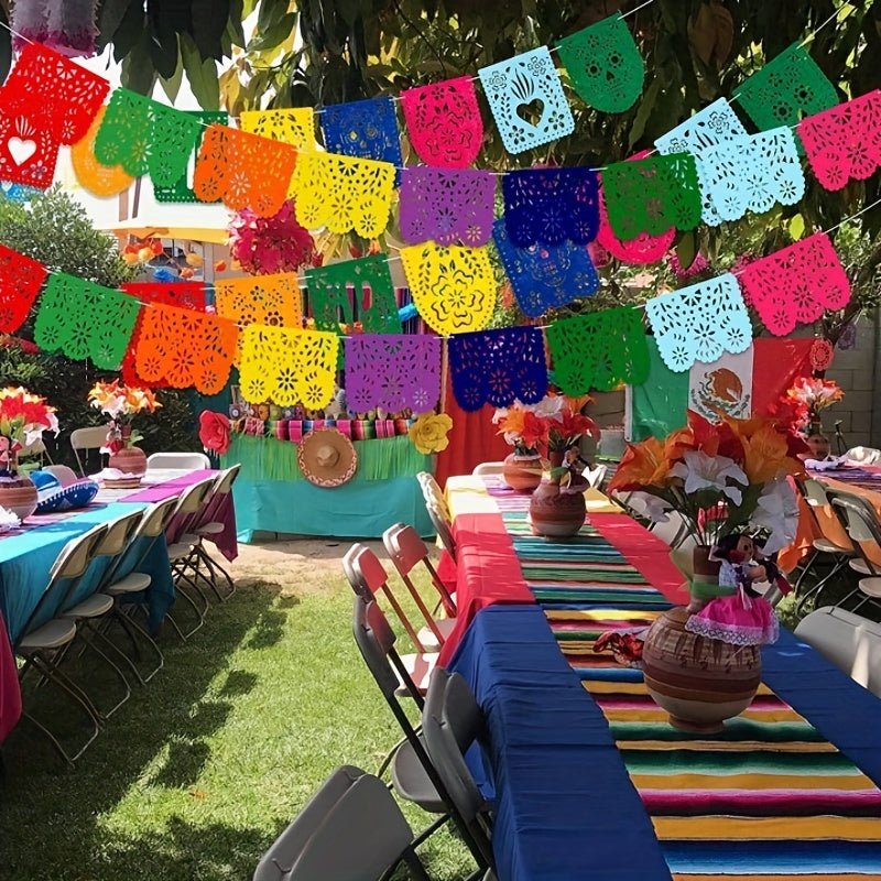 8pcs/10pcs/12pcs, Tema De Piñata De Bandera De Tracción De México, Decoración Del Día De Los Muertos, Decoración De Bodas Huecas Y Coloridas, Bandera De Festival Mexicano - SACASUSA