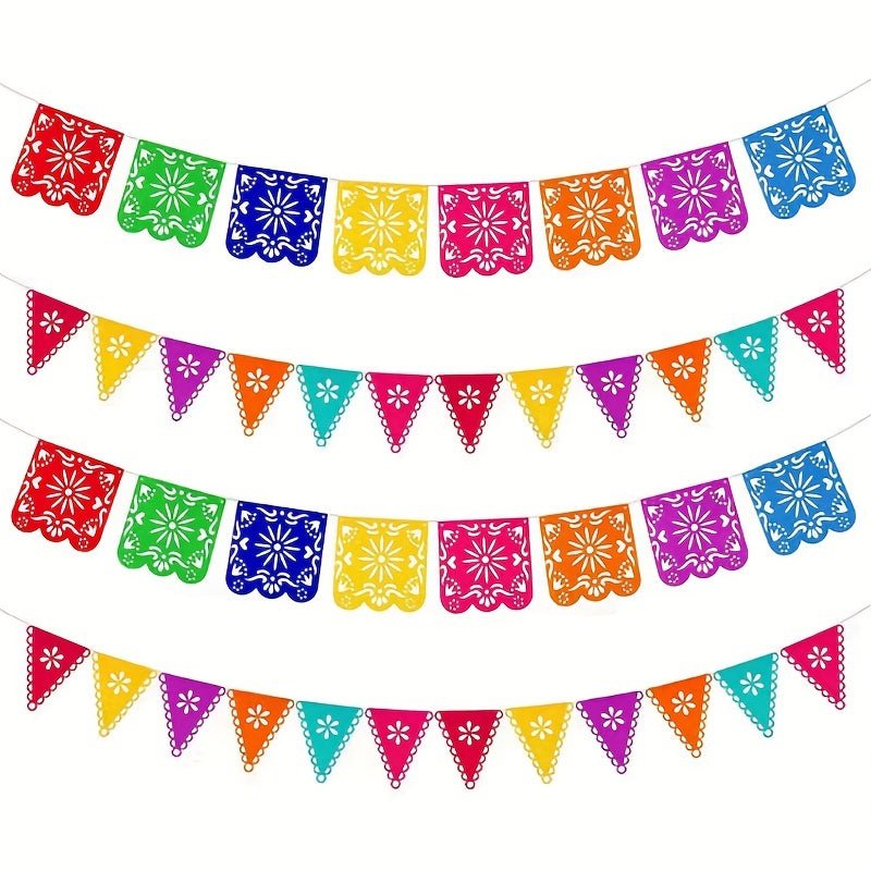 8pcs/10pcs/12pcs, Tema De Piñata De Bandera De Tracción De México, Decoración Del Día De Los Muertos, Decoración De Bodas Huecas Y Coloridas, Bandera De Festival Mexicano - SACASUSA