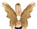 Alas de ángel de hada de mariposa de plumas doradas grandes, color dorado para disfraz de Halloween, alas para hombres, mujeres y adultos L - SACASUSA