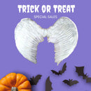 Alas de ángel de hadas de plumas blancas grandes hechas a mano con halo gratis Disfraz de Halloween Alas de fiesta Hombres Mujeres Adultos L - SACASUSA