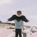 Alas de ángel de plumas para disfraz de Halloween, color negro, tamaño pequeño, mediano, 24 x 16 pulgadas, para niños grandes con halo - SACASUSA