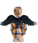 Alas de ángel de plumas para disfraz de Halloween, color negro, tamaño pequeño, mediano, 24 x 16 pulgadas, para niños grandes con halo - SACASUSA