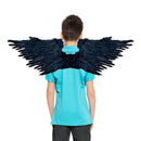 Alas de á?ngel de plumas reales grandes de 44x13 pulgadas, Halo libre en blanco o negro, hombres, mujeres, adultos, talla L para fiesta de disfraces de Halloween - SACASUSA