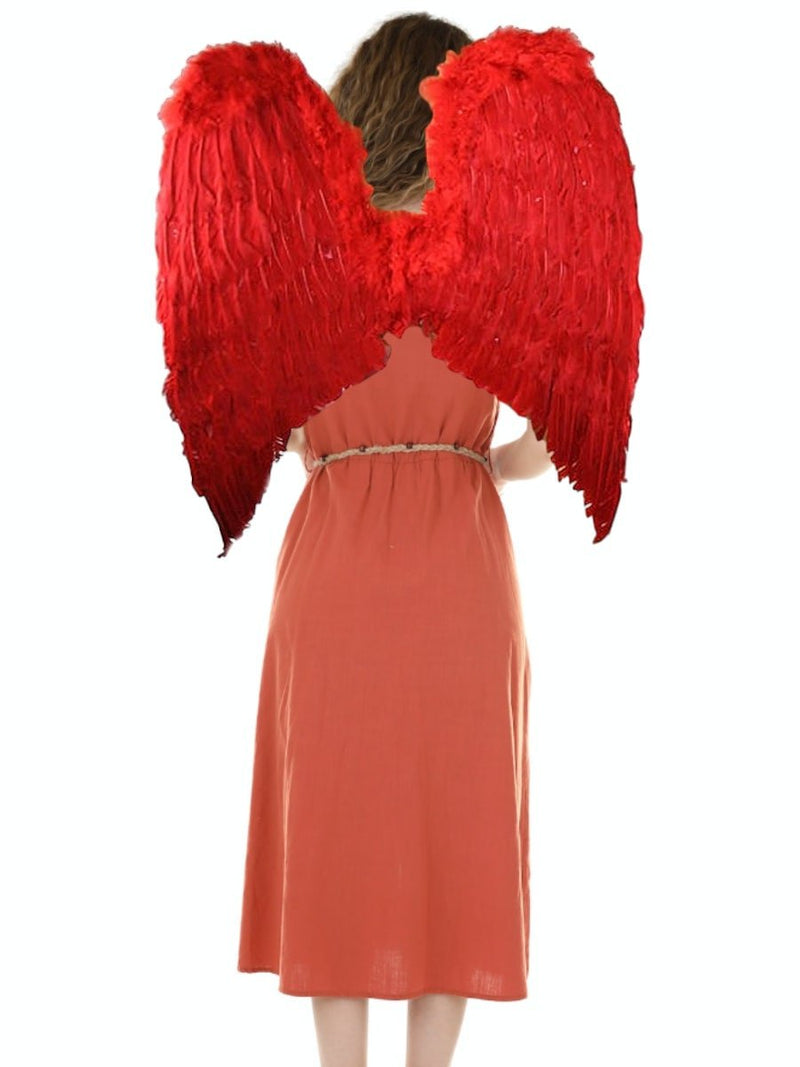 Alas de ángel de plumas rojas extra grandes con halo para adulto - SACASUSA