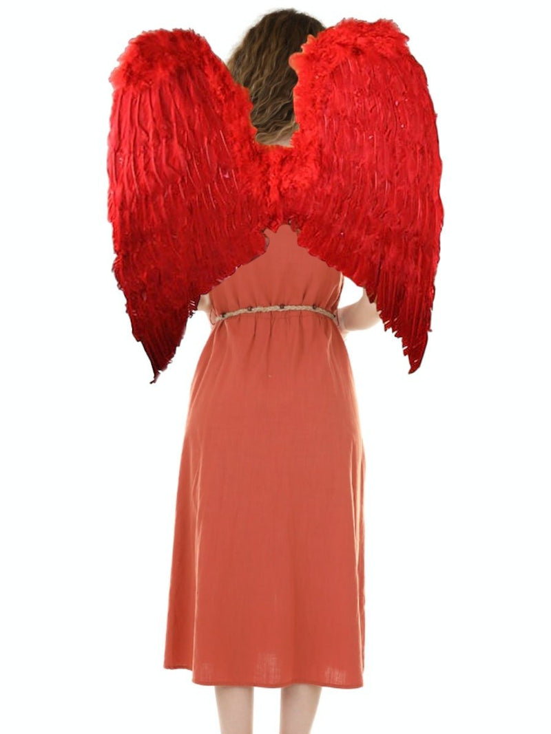 Alas de ángel de plumas rojas extra grandes con halo para adulto - SACASUSA
