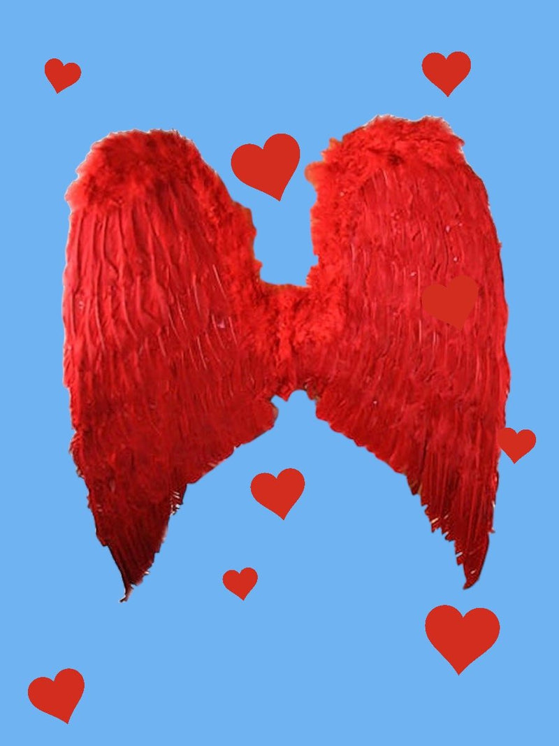 Alas de ángel de plumas rojas extra grandes con halo para adulto - SACASUSA