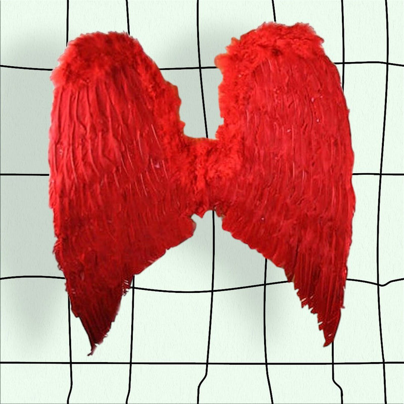 Alas de ángel de plumas rojas extra grandes con halo para adulto - SACASUSA