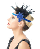 Azul Vintage Inspirado El Gran Gatsby Diadema de Cuentas Tocado de la década de 1920s Flapper Nupcial Tocado de Boda Accesorio para el Cabello Fiesta rugiente de Halloween - SACASUSA
