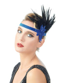 Azul Vintage Inspirado El Gran Gatsby Diadema de Cuentas Tocado de la década de 1920s Flapper Nupcial Tocado de Boda Accesorio para el Cabello Fiesta rugiente de Halloween - SACASUSA