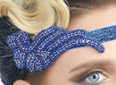 Azul Vintage inspirado El gran Gatsby Rhinestone con cuentas diadema 1920 tocado Flapper negro pluma nupcial tocado de boda Art Déco - SACASUSA