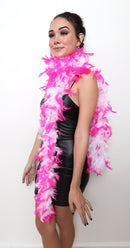 Boa blanca de 65 g con puntas de color rosa intenso Boas de plumas de pavo Chandelle 6 pies de largo Años 20 Hermoso color de los años 20 Accesorio para disfraz de Halloween - SACASUSA