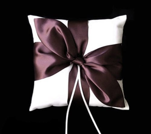 Boda nupcial Amor Nudo Satén Arco Anillo Almohada Portador Accesorios de boda Marfil Blanco Negro Marrón Rojo Rosa Borgoña Vino Hermosa Cinta - SACASUSA