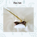 Boda nupcial Marrón Nudo de amor Arco de satén Anillo blanco Almohada Portador Flor Chica Cesta Libro de visitas Pluma conjunto Pastel Cuchillo Servidor Conjunto álbum de fotos - SACASUSA