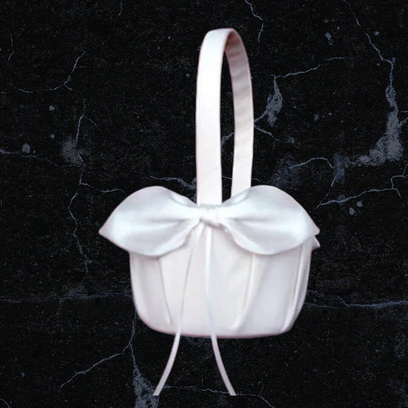 Boda nupcial Nudo de amor blanco Anillo de lazo de satén Portador de almohada Cesta de niña de flores Libro de visitas Juego de bolá­grafos Juego de servidor de cuchillos para pasteles álbum de fotos - SACASUSA