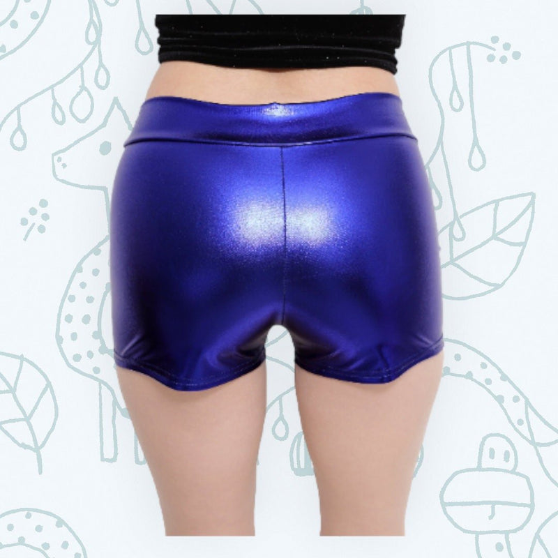 Botá­n metálico brillante Botá­n elástico Chico Pantalones cortos calientes Spankies Animar Gimnasio Danza Voleibol Rave Roller Derby Chicas niños Mujeres atléticas SML - SACASUSA