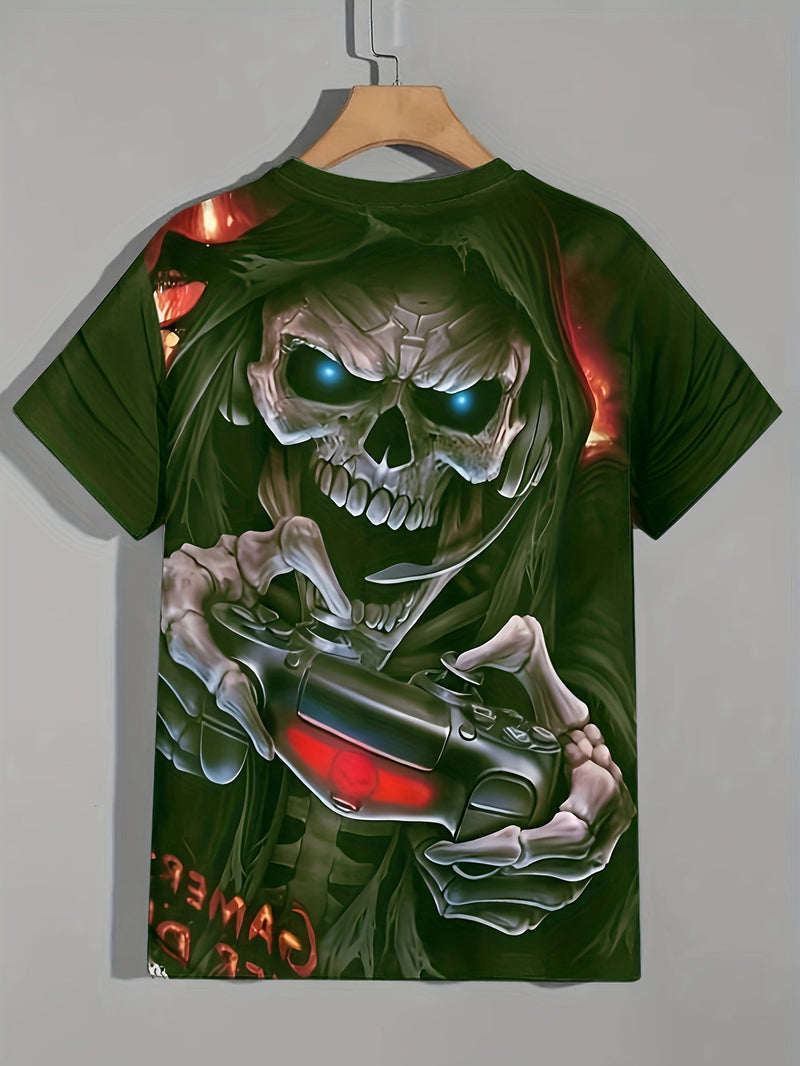 Camiseta de Esqueleto Gamer para Hombre - Tejido Suave y Elástico, Cómoda para Ocio y Pijama, Fácil Mantenimiento - SACASUSA