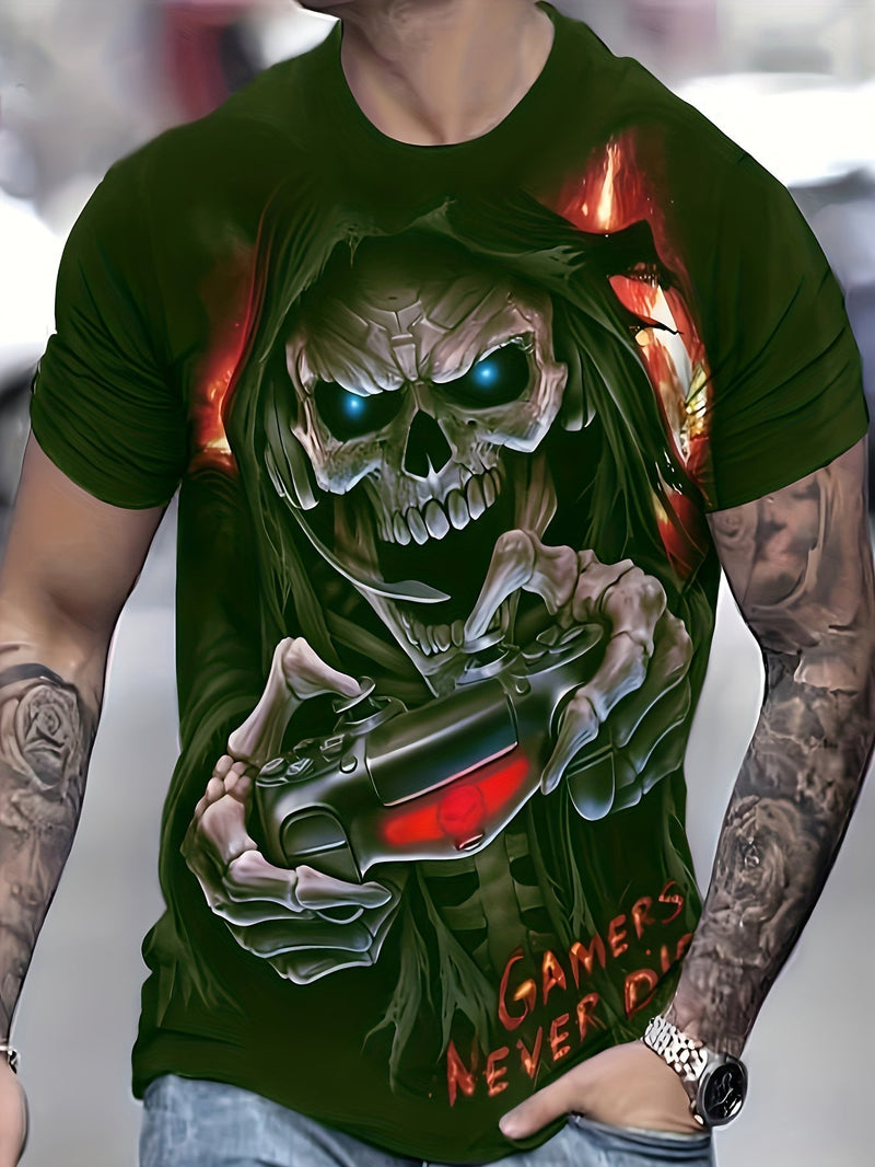 Camiseta de Esqueleto Gamer para Hombre - Tejido Suave y Elástico, Cómoda para Ocio y Pijama, Fácil Mantenimiento - SACASUSA