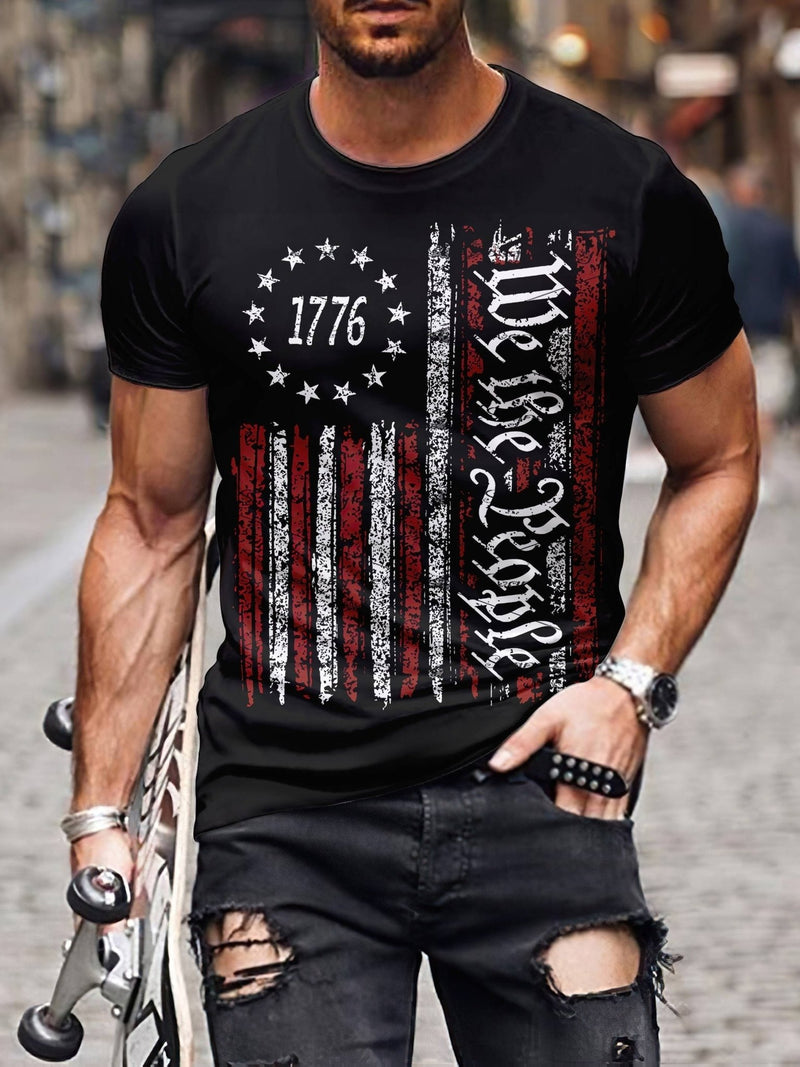 Camiseta de Orgullo Americano para Hombre: Tejido Duradero, Cuello Redondo, Ajuste Flexible - Casual a Pijama - SACASUSA