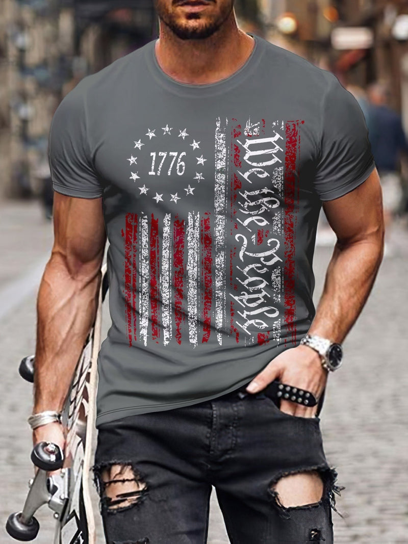 Camiseta de Orgullo Americano para Hombre: Tejido Duradero, Cuello Redondo, Ajuste Flexible - Casual a Pijama - SACASUSA