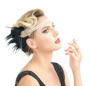 1920s Flapper Headband, Great Gatsby Headpiece, Black Feather Rhinestone Crystal Halloween Hair Accessories