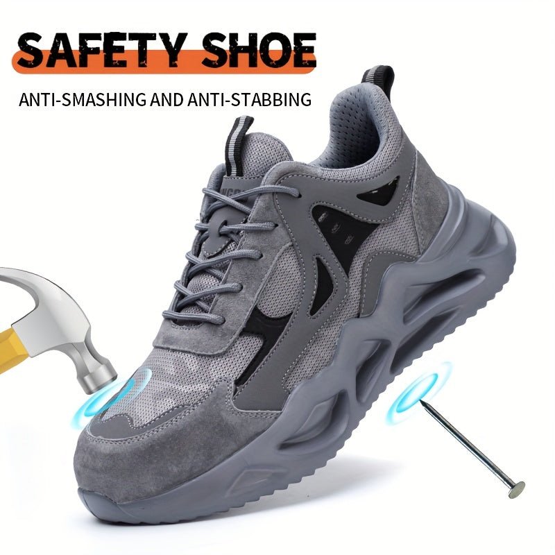 DingGu Zapatos Seguridad de Alto Confort para Hombres: Uso Todo el Año, Liviano, Antideslizante, con Protección de Punta de Acero, Anti-Aplastamiento, Tejido Transpirable & Desodorante! - SACASUSA