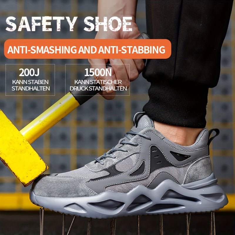 DingGu Zapatos Seguridad de Alto Confort para Hombres: Uso Todo el Año, Liviano, Antideslizante, con Protección de Punta de Acero, Anti-Aplastamiento, Tejido Transpirable & Desodorante! - SACASUSA
