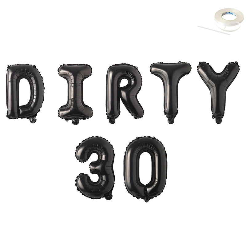 DIRTY 30 - Jumbo 40" Letra Número DIY Globos Fiesta de Cumpleaños Decoración Globos Decoración Helio Flotador Negro Oro Rosa Oro Rosa Azul Plata