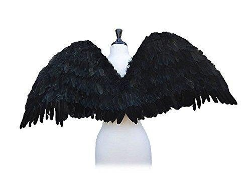 Disfraz de Halloween de plumas extragrandes de 47x17 pulgadas, alas de ángel y Hada, Halo libre en blanco o negro, talla XL para hombres, mujeres y adultos