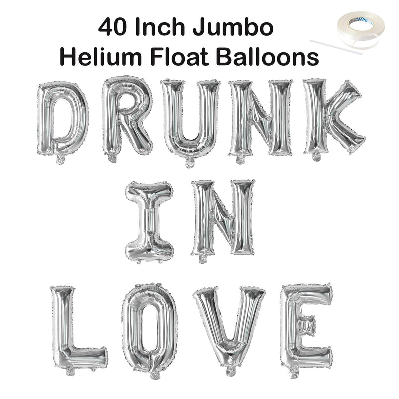 DRUNK IN LOVE 40" Jumbo Balloon Banner | Rosa Oro Rosa PlataNegro | Compromiso Despedida de soltera Decoraciones Despedida de soltera Foto Telón de fondo