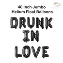DRUNK IN LOVE 40" Jumbo Balloon Banner | Rose Gold, Rose Silver, Black | Engagement Bridal Shower Decorations, Bachelorette Party Photo Backdrop