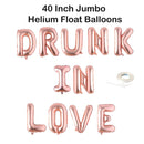 DRUNK IN LOVE 40" Jumbo Balloon Banner | Rose Gold, Rose Silver, Black | Engagement Bridal Shower Decorations, Bachelorette Party Photo Backdrop
