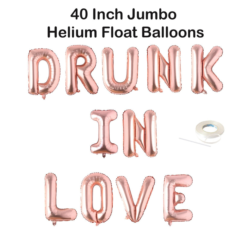 DRUNK IN LOVE 40" Jumbo Balloon Banner | Rosa Oro Rosa PlataNegro | Compromiso Despedida de soltera Decoraciones Despedida de soltera Foto Telón de fondo
