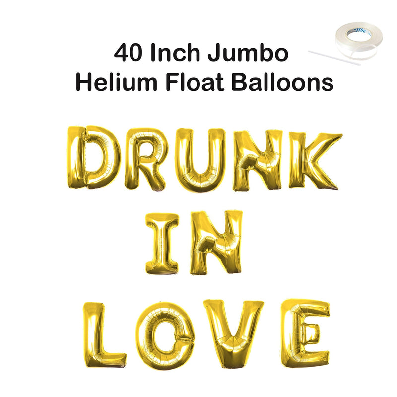 DRUNK IN LOVE 40" Jumbo Balloon Banner | Rosa Oro Rosa PlataNegro | Compromiso Despedida de soltera Decoraciones Despedida de soltera Foto Telón de fondo