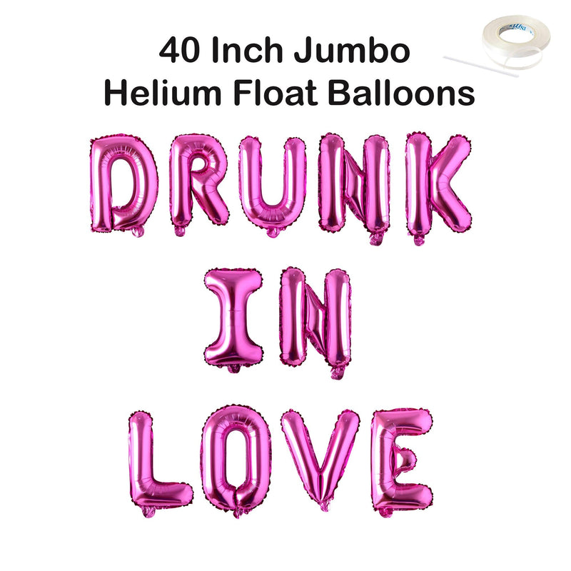 DRUNK IN LOVE 40" Jumbo Balloon Banner | Rosa Oro Rosa PlataNegro | Compromiso Despedida de soltera Decoraciones Despedida de soltera Foto Telón de fondo