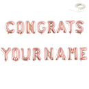 FELICIDADES - Banner de globo Jumbo de 40" con NOMBRE PERSONALIZADO Globos de letras Plata, Oro, Oro rosa, Negro, Rosa, Azul Decoraciones de fiesta Helio - SACASUSA