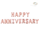 FELIZ ANIVERSARIO Banner de globo de 40 pulgadas Globos con letras gigantes Decoración de fiesta Oro rosa, rosa, plata, oro, fondo negro Flotador de helio - SACASUSA