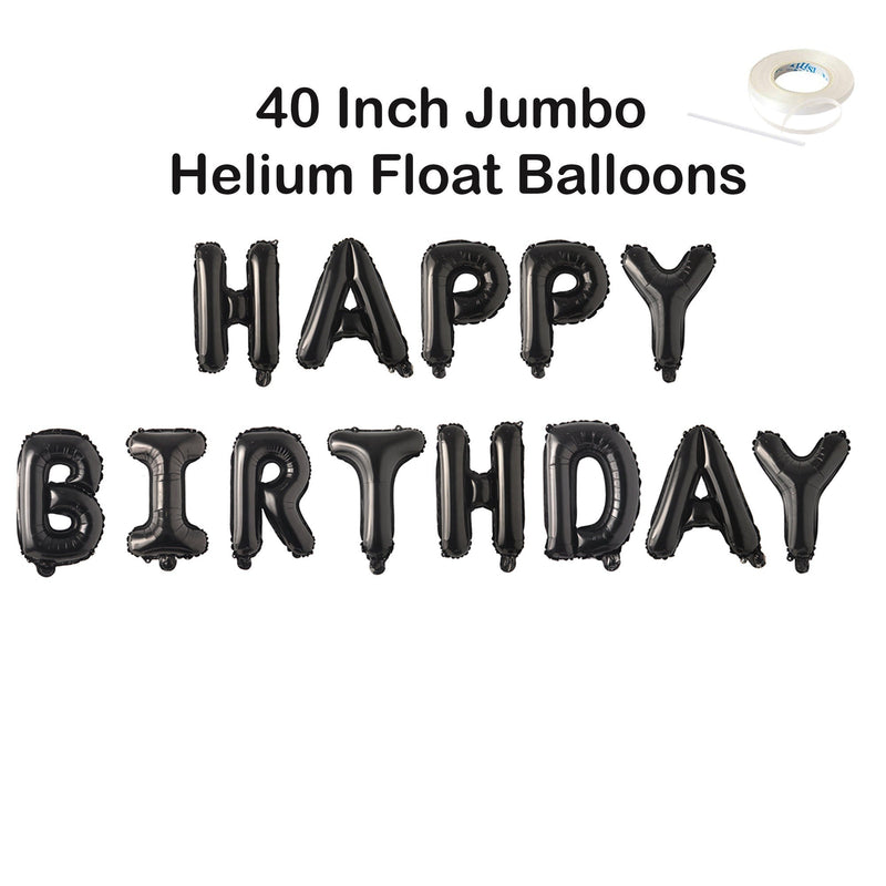 FELIZ CUMPLEAá‘OS 40" Globo Banner Globos con letras gigantes Decoración de fiesta Oro rosa, rosa, plata, oro, fondo negro Flotador de helio - SACASUSA