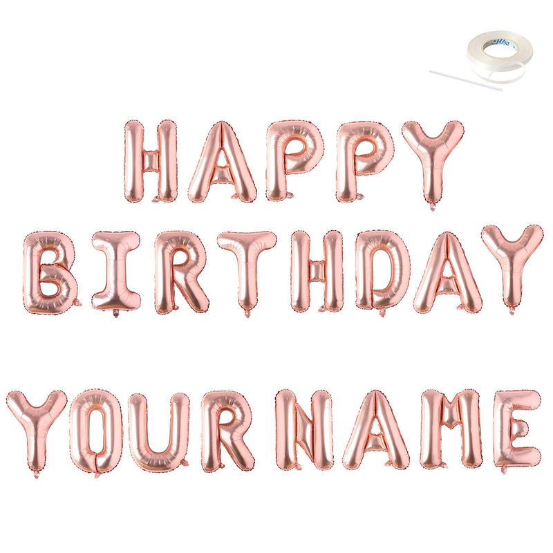 FELIZ CUMPLEAá‘OS Jumbo 40" Globo Banner con nombre personalizado Globos con letras Plata, Oro, Oro rosa, Negro, Rosa, Azul Decoraciones para fiestas Helio - SACASUSA