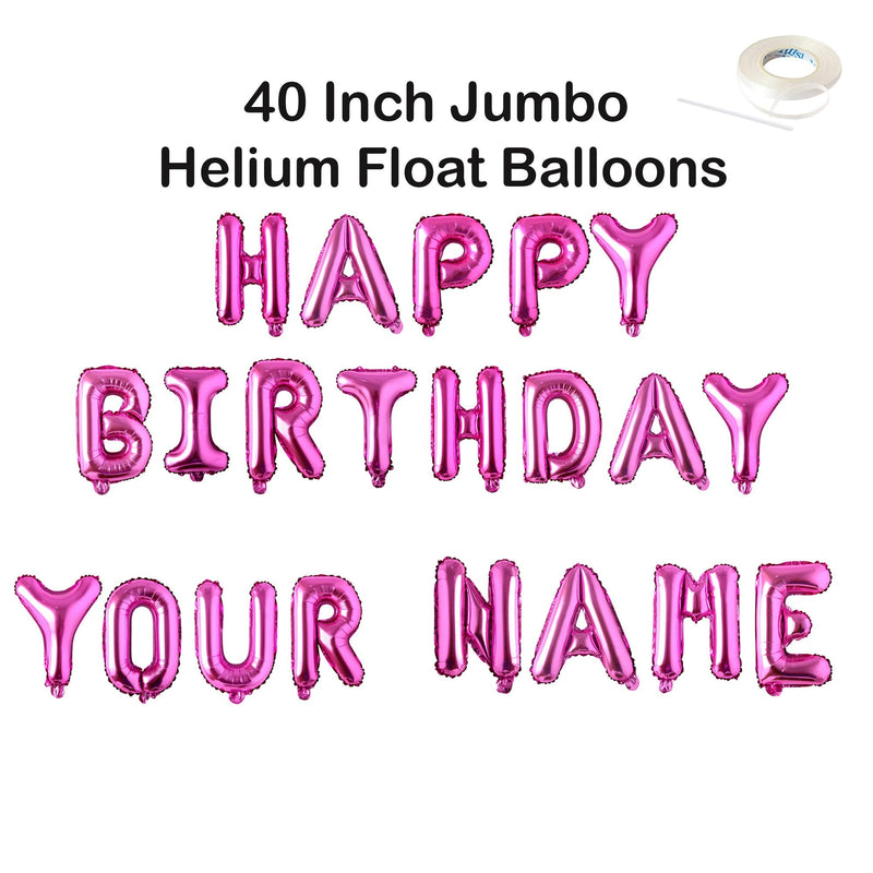 FELIZ CUMPLEAá‘OS Jumbo 40" Globo Banner con nombre personalizado Globos con letras Plata, Oro, Oro rosa, Negro, Rosa, Azul Decoraciones para fiestas Helio - SACASUSA