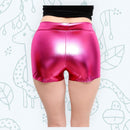 Fucsia Hot Pink Shiny Metallic Booty Stretchy Boy Hot Mini Shorts Disfraz de Halloween Cheer Gym Dance Rave Roller Derby Girls boy Women SML - SACASUSA