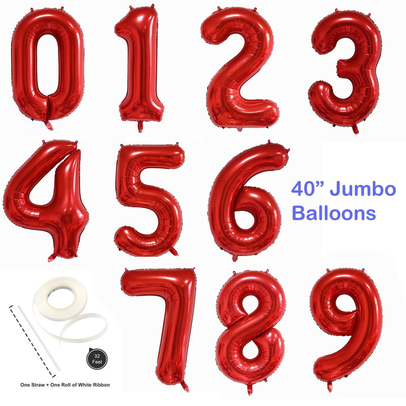 Globo numérico de 40 "0/1/2/3/4/5/6/7/8/9 Globo de aluminio Decoración de fiesta de cumpleaños Oro Plata Azul Rosa Rojo Negro Rosa Oro Verde Púrpura Arco iris - SACASUSA